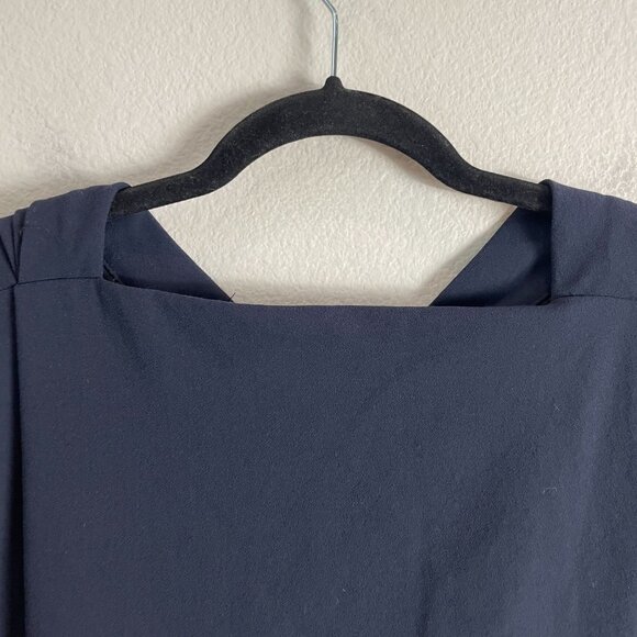 MM.Lafleur Womens 16 Navy Sleeveless Draped Sheath Dress Career Office - Picture 11 of 12